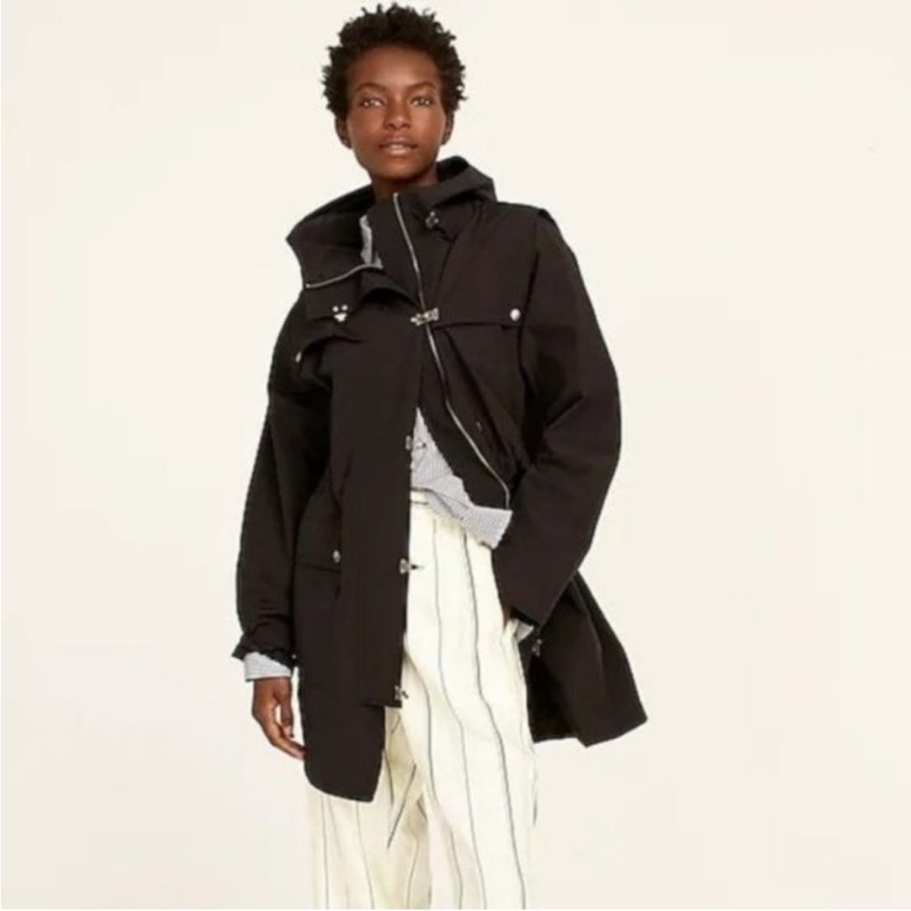 J. Crew Black Lightweight Water Resistant Utility Jacket with Hood